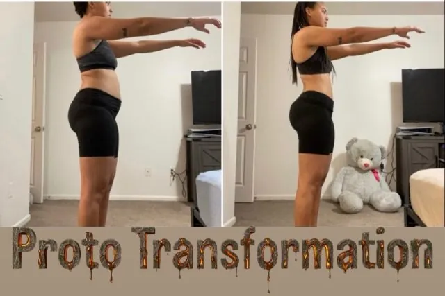 Antes y después de una clienta con leggings