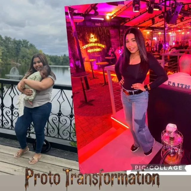 Antes y después de una clienta con ropa de calle