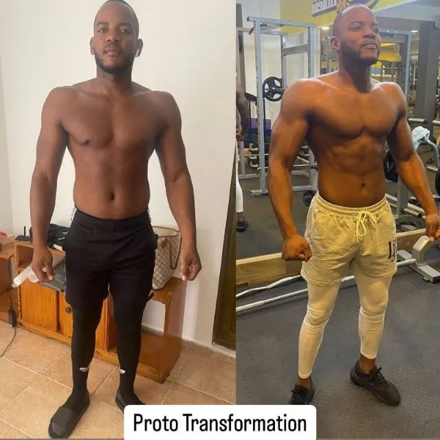 Antes y después de un cliente en el gimnasio