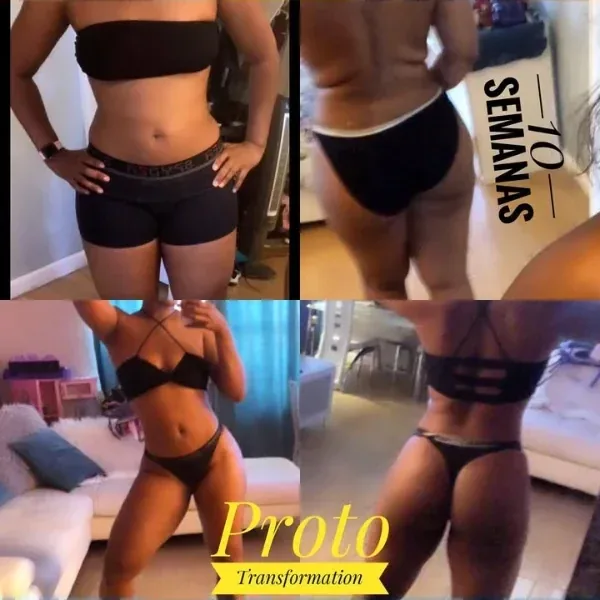 Antes y después de una clienta en 10 semanas a distancia