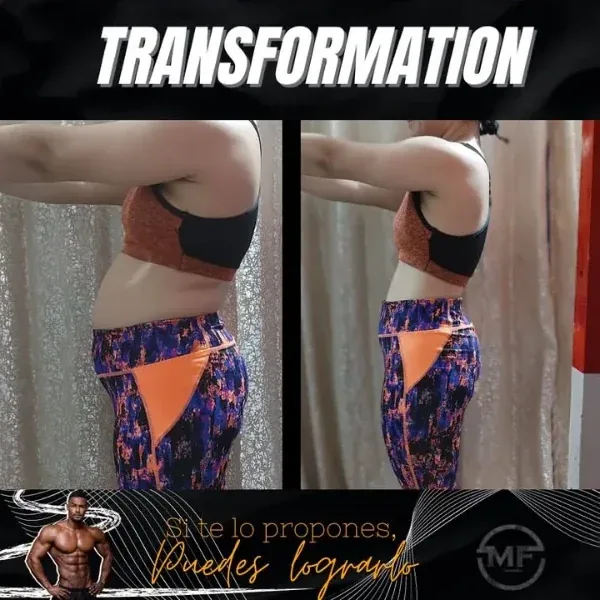 Antes y después de una clienta, abdomen y cintura