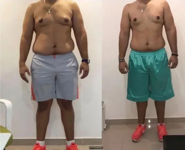 Antes y después de un cliente en 12 semanas presenciales