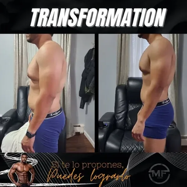Antes y después de un cliente, abdomen