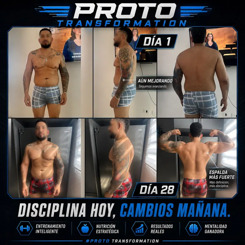 Antes y después de un cliente, día 1 a día 28