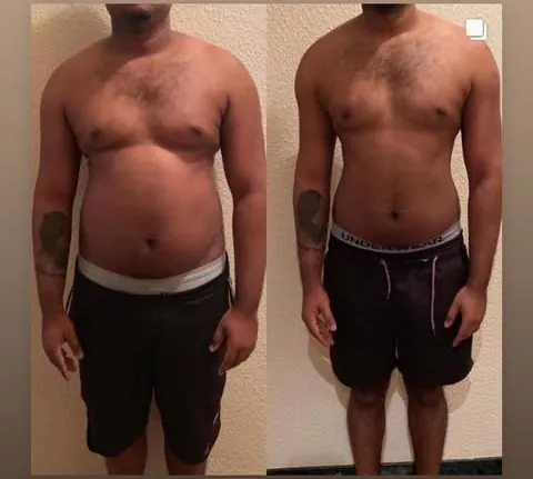Antes y después de un cliente, torso